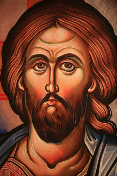 Grieks-orthodoxe icoon die Christus uitbeeldt Thessaloniki Griekenland door Unbekannt