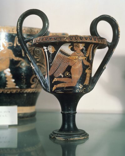Griekse vaas, met een gevleugelde figuur, 350 v.Chr. door Unbekannt