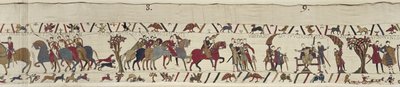 Guy van Ponthieu neemt Harold gevangen naar het kasteel van Beaurain, Bayeux Tapestry door Unbekannt