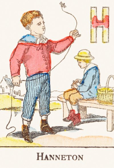 H : Hanneton - Gravure uit "Alfabet van de spellen", circa 1890 door Unbekannt