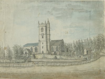 Handsworth Kerk: aquarel, 1769 door Unbekannt