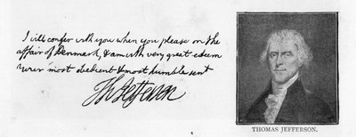 Handschrift en handtekening uit een brief van Thomas Jefferson aan John Paul Jones, geschreven in Parijs, 11 juli door Unbekannt
