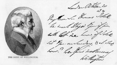 Handschrift en handtekening van Arthur Wellesley door Unbekannt