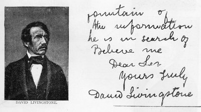 Handschrift en handtekening van David Livingstone door Unbekannt