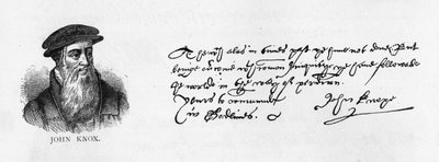 Handschrift en handtekening van John Knox uit een brief geschreven vanuit Dieppe aan William Cecil om toestemming te vragen om Engeland te bezoeken door Unbekannt