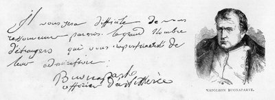 Handschrift en handtekening van Napoleon I tijdens de vroege periode van zijn carrière als artillerieofficier door Unbekannt