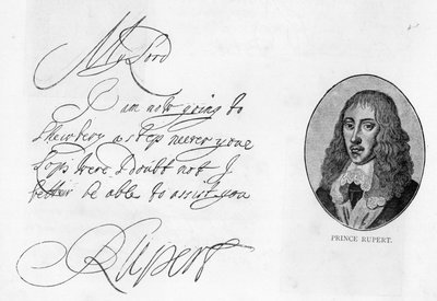 Handschrift en handtekening van Prins Rupert van de Rijn door Unbekannt