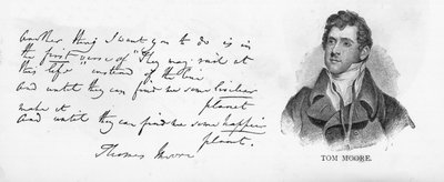 Handschrift en handtekening van Tom Moore door Unbekannt