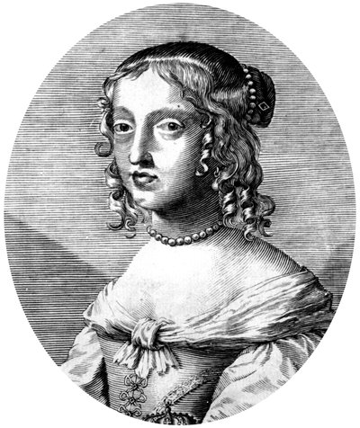 Henrietta Anne Engelse prinses en hertogin van Orléans dochter van koning Karel I, vrouw van Philippe van Orléans (broer van de Franse koning Lodewijk XIV), gravure door Unbekannter Künstler