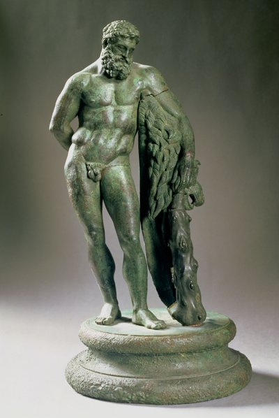 Herakles (Hercules) rustend, een verkleinde kopie van een origineel door Lysippos (ca.390-310 v.Chr.) Grieks, ca.320 v.Chr. door Unbekannt