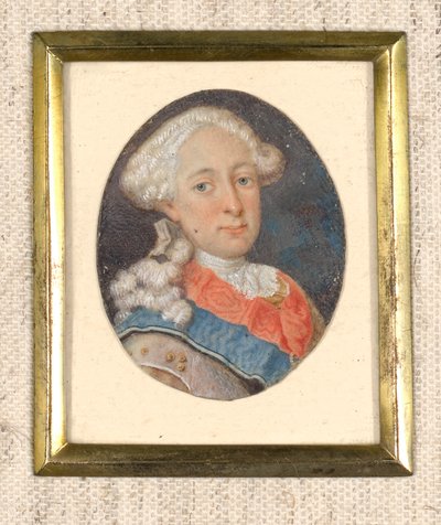 Heer met witte pruik en blauw-rode sjerp door Unbekannter Künstler