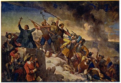 Geschiedenis. Tsjechië (Bohemen). Dertigjarige Oorlog. Verdediging van Praag voor het Zweedse leger onder leiding van Hans Christoff von Königsmarck, 25 juli door Unbekannter Künstler