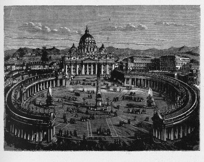 Geschiedenis van het oude Rome. Het Sint-Pietersplein is een enorm plein direct voor de Sint-Pietersbasiliek in Vaticaanstad, de pauselijke enclave omringd door Rome, direct ten westen van de wijk Borgo. door Unbekannt