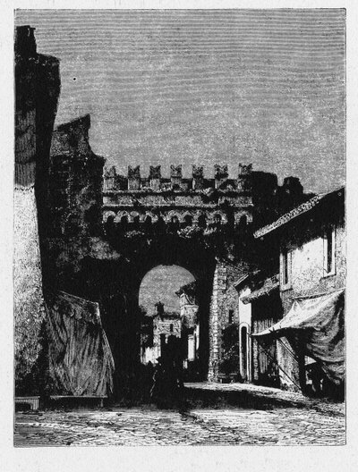 Geschiedenis van het oude Rome. De Porta Settimiana is een poort in de Aureliaanse Muur in Rome door Unbekannt