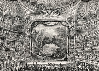 Geschiedenis van het theater: Het Variétés Amusantes theater in Parijs (nu het Théâtre-Français) door Unbekannter Künstler