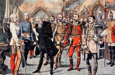Hongaarse hoogwaardigheidsbekleders ontvangen door Franz Joseph I in Hongarije door Unbekannter Künstler
