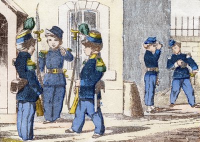 Jagers te voet (uit Alphabet militaire enfantin) door Unbekannt