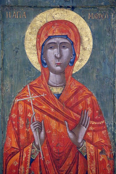 Icoon in Pedoulas Byzantijns museum: Heilige Marina (18e eeuw) door Unbekannt