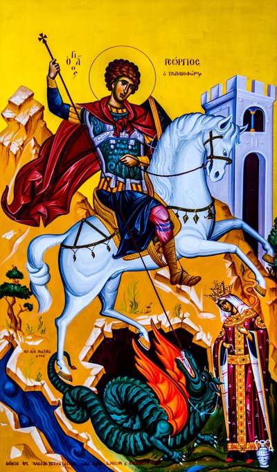 Icoon van Sint Joris, Moni Karydi, Kreta, Vamos, Kreta, Griekenland door Unbekannter Künstler
