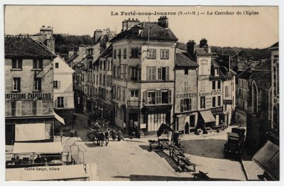 Ile de France, Seine et Marne (77), Ferte-sous-Jouarre: het kruispunt van de Kerk - Ansichtkaart eind 19e-begin 20e eeuw door Unknown