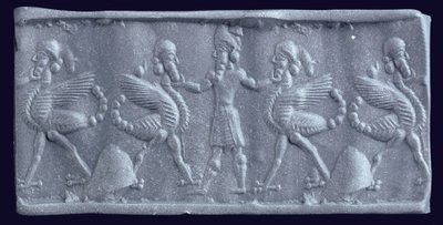 Afdruk van een Neo-Babylonische cilinderzegel, ca. 750-600 v.Chr. door Unbekannt