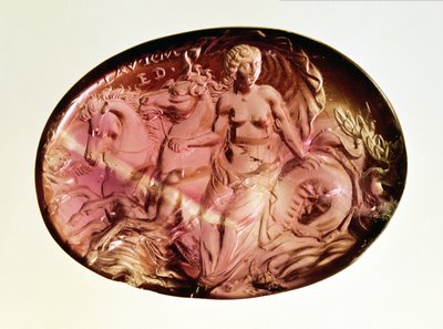 Intaglio van een nereïde of Amphitrite op een hippocampus, ca. 50 v.Chr. door Unbekannt