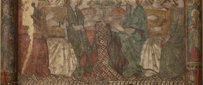 Interieur. Noordelijke kruising. Altaar (Altar de las pinturas murales). Oorspronkelijk uit de hoofdkapel. Muurschilderingen (fresco?). Detail. Eind 14e eeuw. door Unbekannt