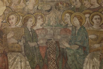 Interieur. Noordelijke kruising. Altaar (Altar de las pinturas murales). Oorspronkelijk uit de hoofdkapel. Muurschilderingen (fresco?). Detail. Eind 14e eeuw. door Unbekannt