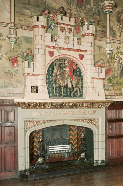 Interieur, detail van een open haard, Cardiff Castle, Wales, ca. 1875 door Unbekannt