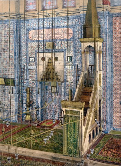 Interieur van de Rüstem Pasha-moskee, Constantinopel, c.1890-1900 door Unbekannt