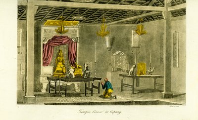 Interieur van een Chinese tempel in Kupang, Timor door Unbekannt