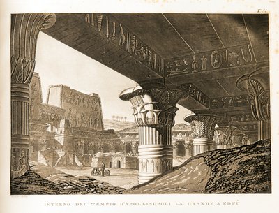 Intern Uitzicht van de Tempel van Apollinopolis in Edfu, Egypte Illustratie uit de Atlas van Egypte door Unbekannter Künstler