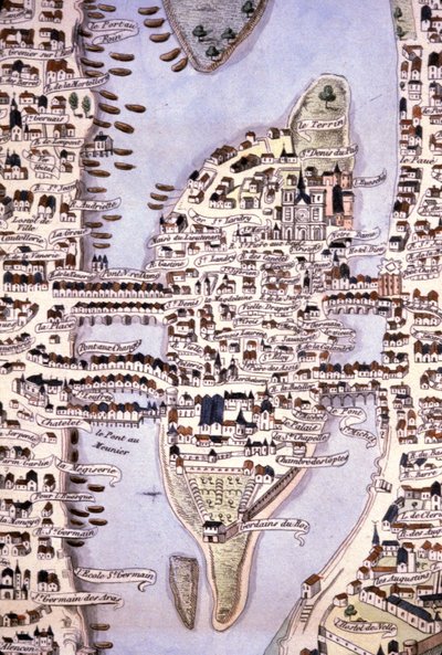 Kaart van het Île de la Cité, Parijs, ca. 1540 door Unbekannter Künstler
