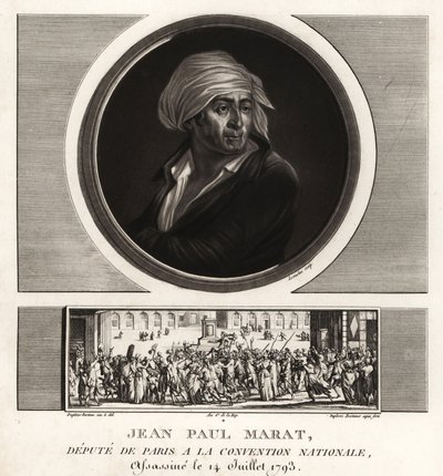 Jean Paul Marat, Afgevaardigde van Parijs in de Nationale Conventie, vermoord in 1793 door Unbekannt