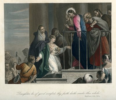 Jezus geneest een vrouw met bloedingen - Bijbel, Nieuwe Testament door Unbekannter Künstler