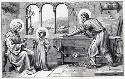 Jezus dient Maria. Alfabet van het kind Jezus. Editie van 1932. Houtsneden gesigneerd H G. Privécollectie door William M. Timlin