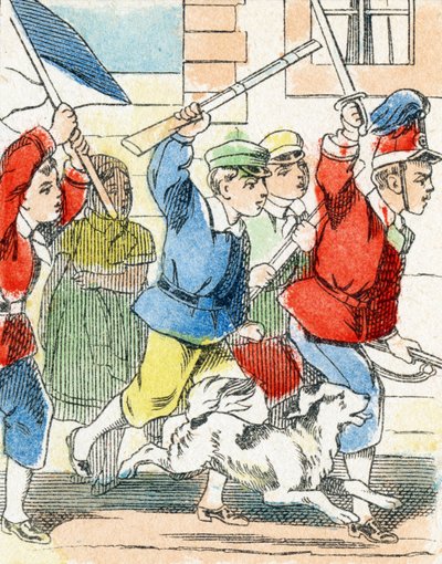 Spel: Aanval - Alfabet - Kindervermaak - Beeld van Epinal, populaire serie ca. 1890 (illustratie) door Unbekannt