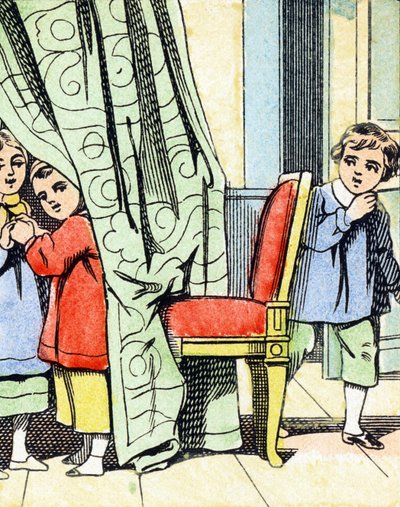 Spel: Verstoppertje - Alfabet - Kindervermaak - Beeld van Epinal, populaire serie ca. 1890 (illustratie) door Unbekannt