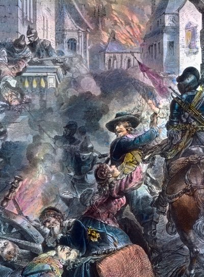 Johann Tserclaes vechtend in de stad Maagdenburg door Unbekannter Künstler