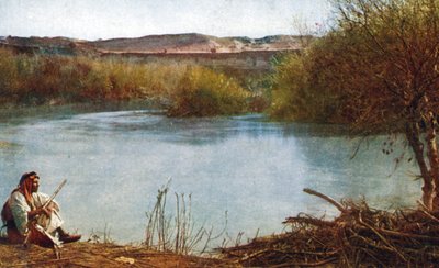 Jordaan rivier - Arabische jager zittend aan de rivier door Unbekannter Künstler