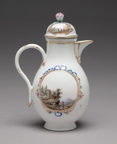 Kan met deksel, gemaakt door Meissen Porselein Fabriek, 1774-1814 door Unbekannt