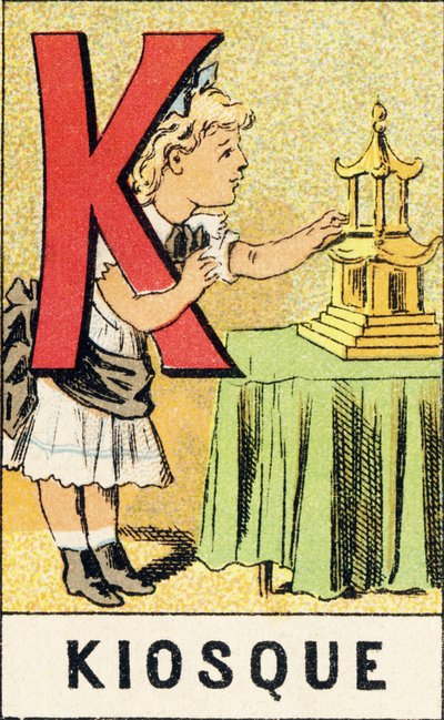 K - Kiosk - Gravure uit ABCD des petites filles, Pellerin & Cie, Epinal, circa 1890 door Unbekannt