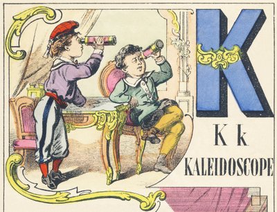 K: kaleidoscope - Spelletjes Alfabet, ca. 1890 door Unbekannt