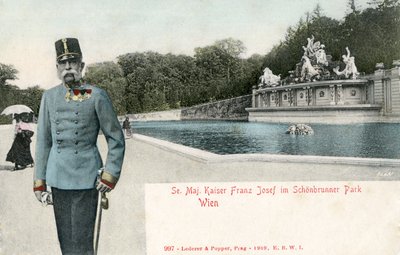 Kaiser Franz Joseph in het park van Paleis Schönbrunn door Unbekannter Künstler