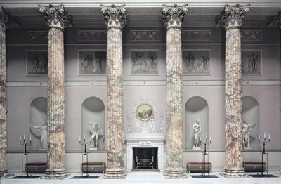 Kedleston Hall, interieur van de marmeren hal, gebouwd door Robert Adam (1728-92), Derbyshire, VK door Unbekannt