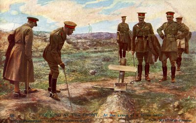 Koning George V bezoekt het graf van een soldaat door Unbekannter Künstler