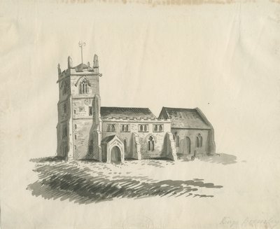 Kings Bromley Church: sepia tekening door Unbekannt