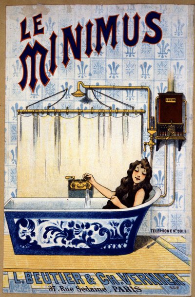 Le minimus badkamer, ca. 1900 (illustratie) door Unbekannter Künstler