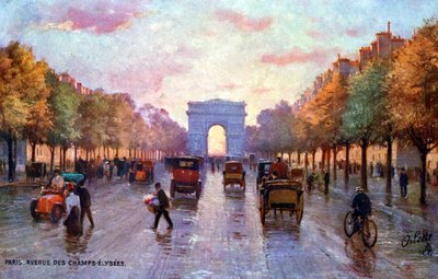 Les Champs-Élysées, Parijs, ca. 1900 door Unbekannter Künstler