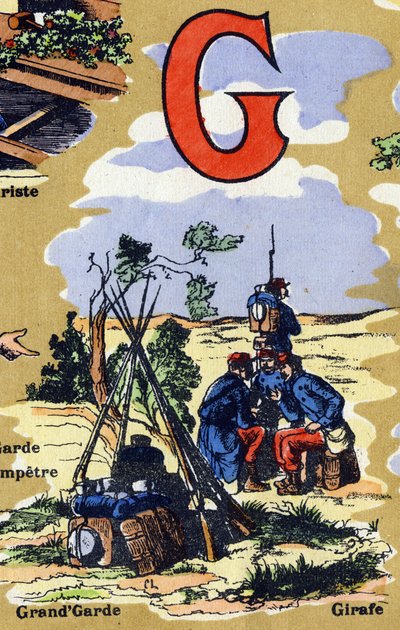 Letter G als grote bewaker van het leger (uit Iphabet illustreert) door Unbekannt